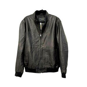 Piombo Black Leather Bomber Jacket Mens Size XL NWT